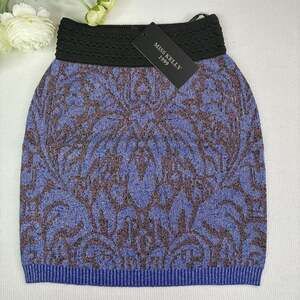 Miss Kelly 1999 Blue Patterned Knit Mini Skirt Size S,M,L Women’s New